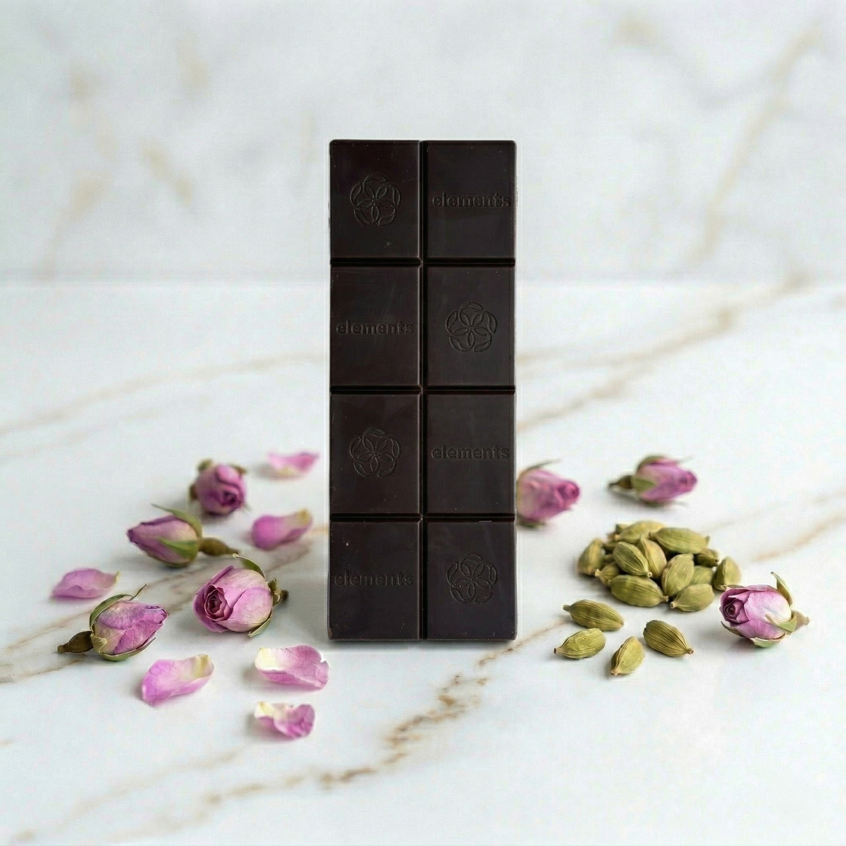 Rose Cardamom Dark Chocolate Bar | Vegan Kosher