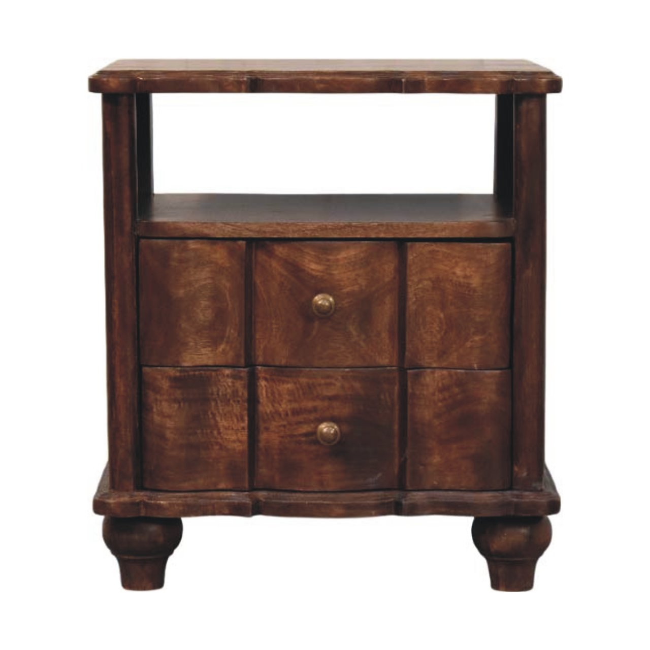 Solid Wood 2-Drawer Bedside Table
