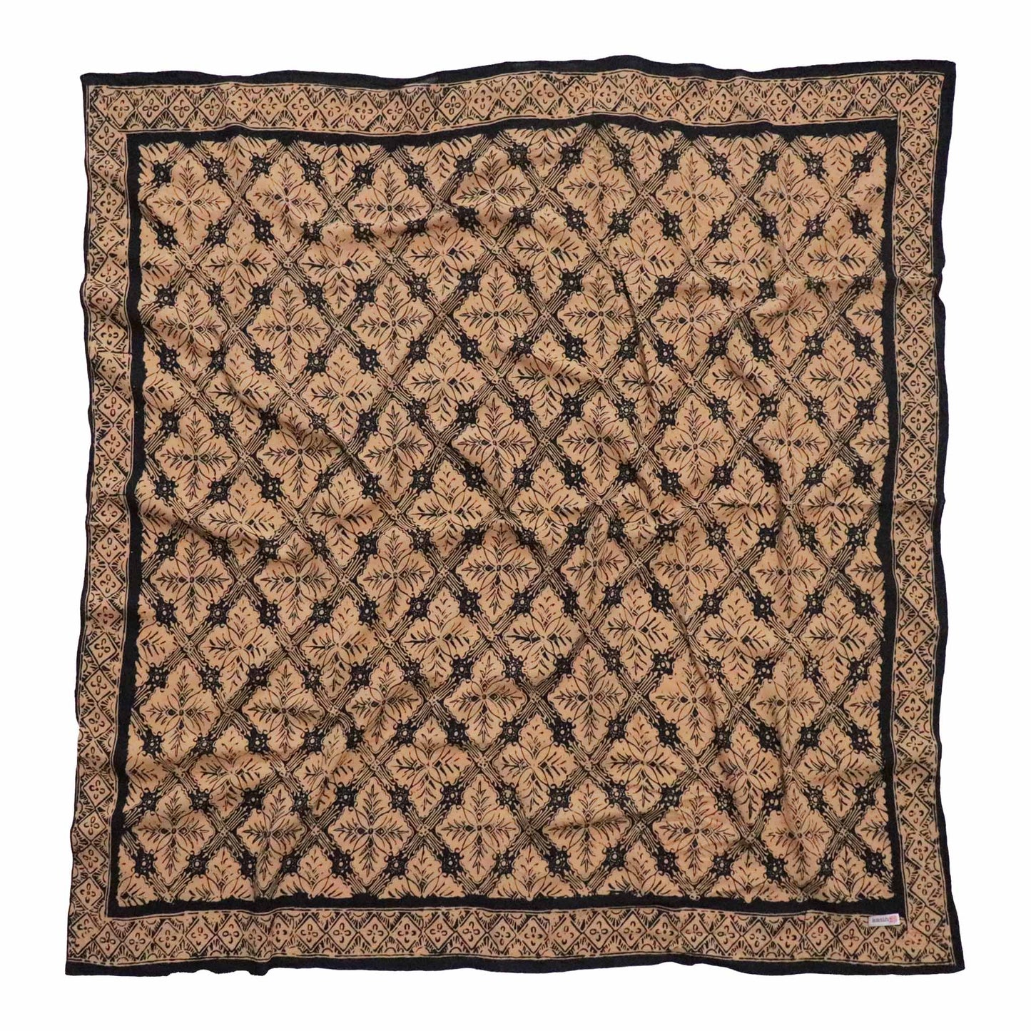Large 39", Hand Dyed Batik Bandana, Harvest, Brown Black, Oversized, XL