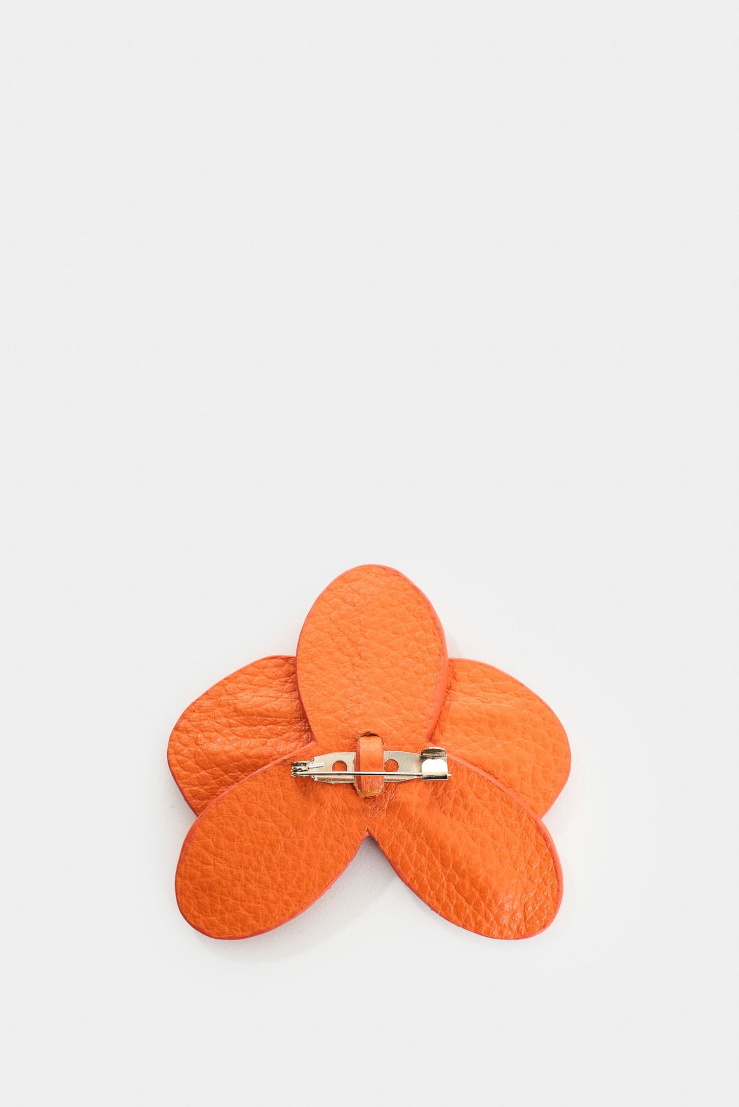 Small leather orchid brooch for women