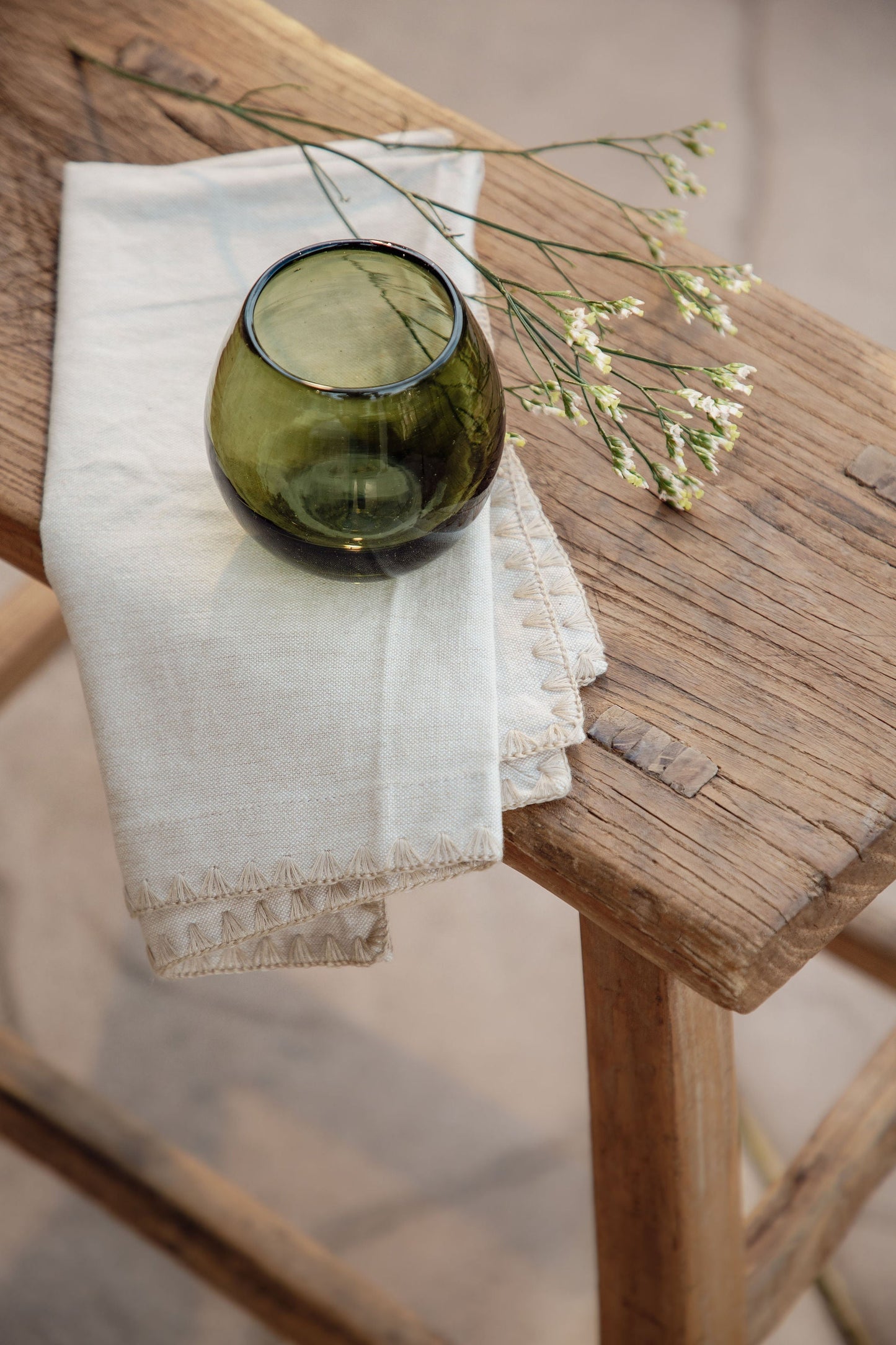 Ronde Blown Glass, Olive Green, Set of 2