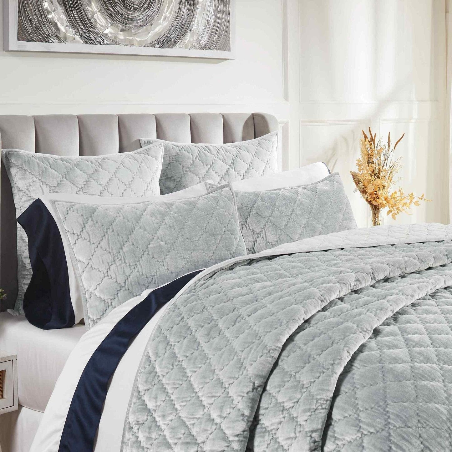 Clermont Diamond Velvet Quilt - Clearance