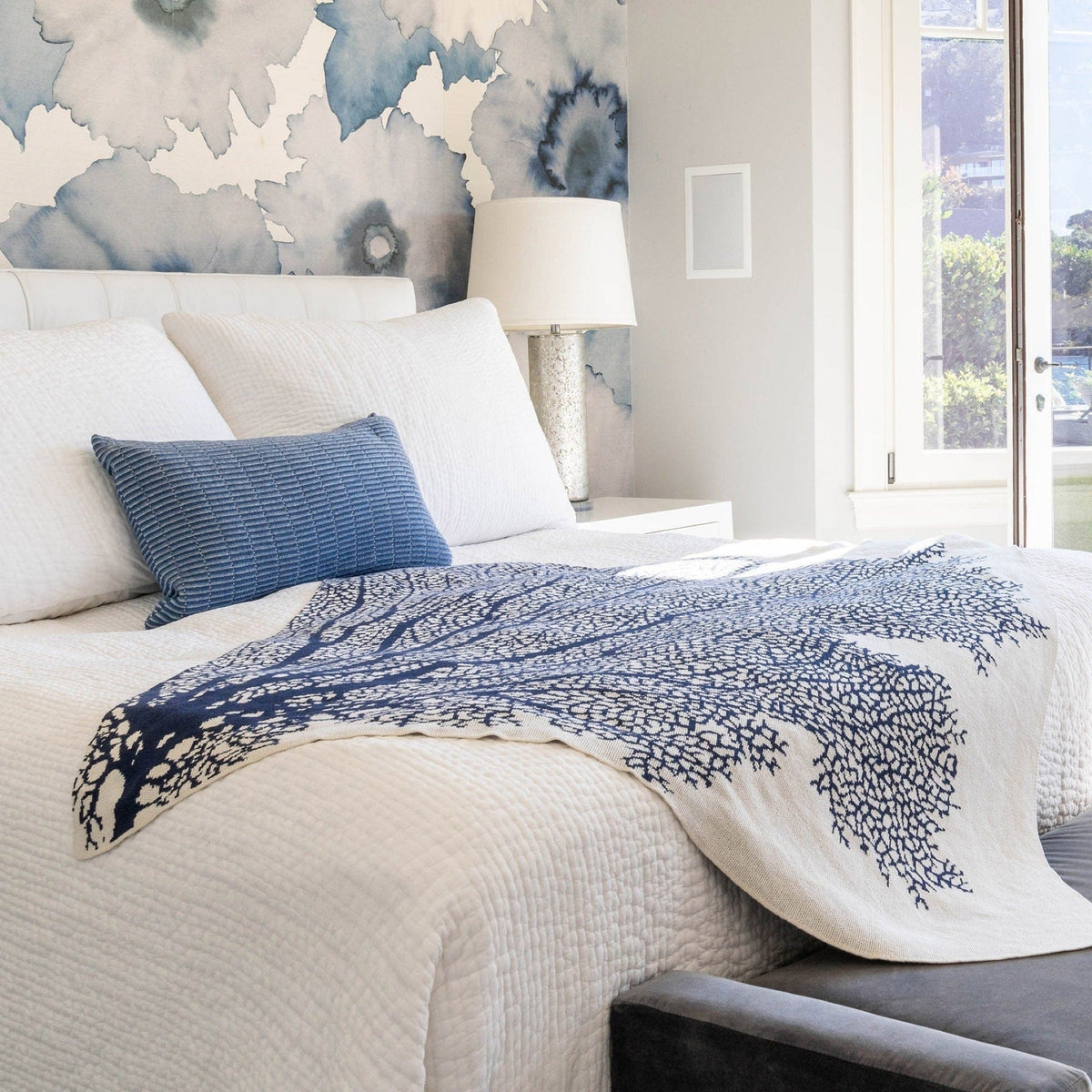 Fan Coral - Cotton Sustainable Knit Throw Blanket | Coastal