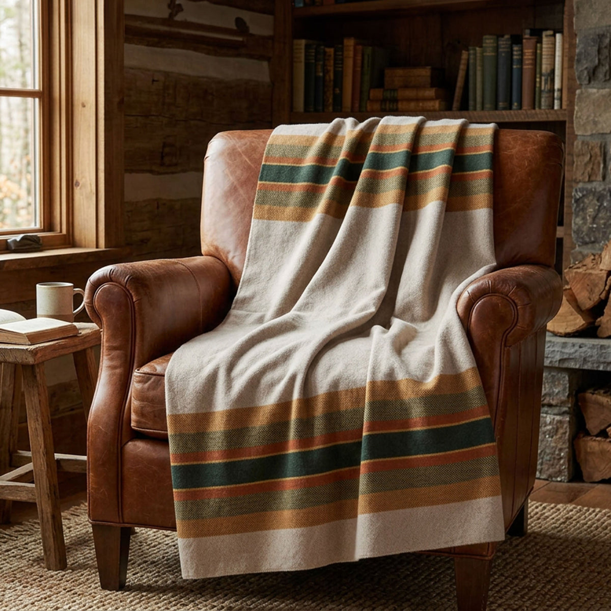 Lodge Stripe - Cotton Sustainable Knit Throw Blanket