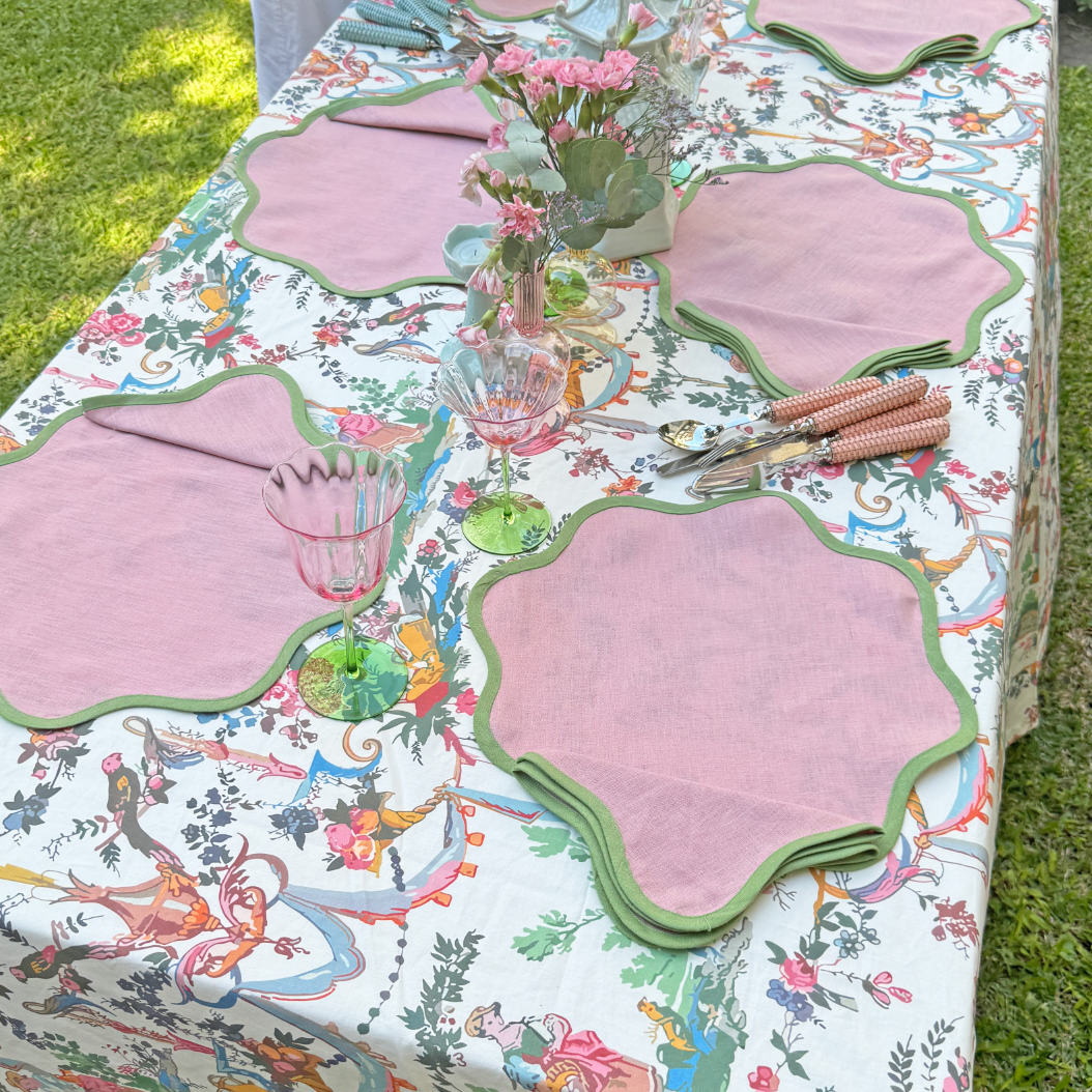 Pink Toile Tablecloth
