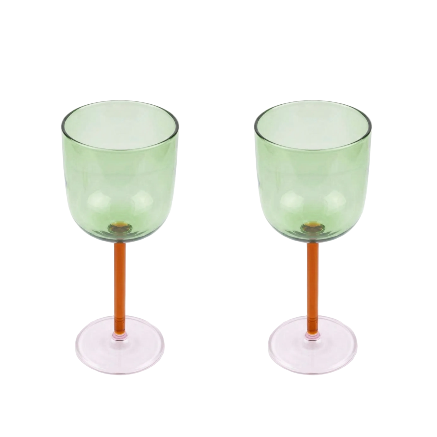 Color Pop Wine Glass - Green,  3 x 7 Inches - (Set of 2)