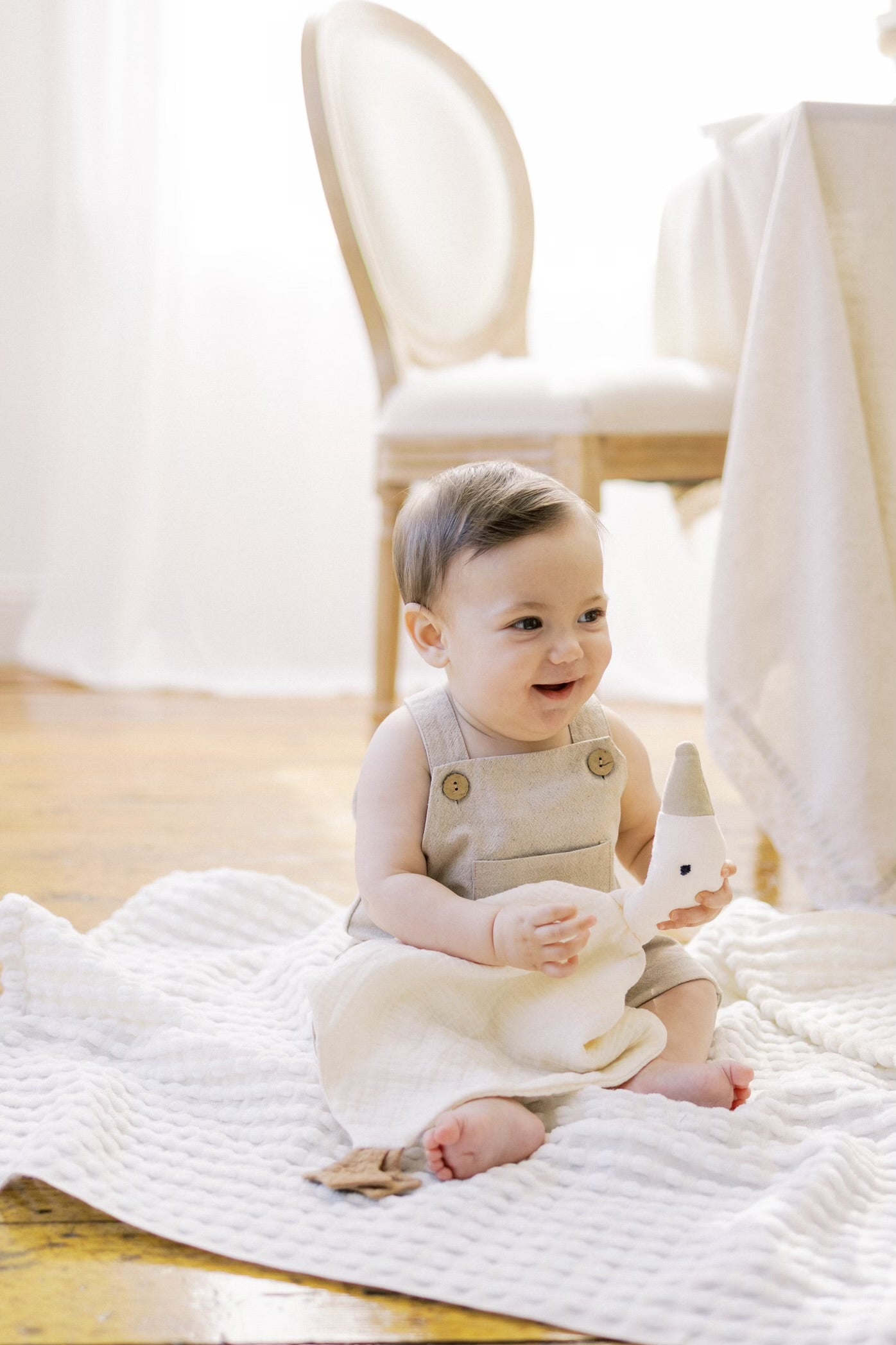 Goose Lovey Security Blanket-Ecru