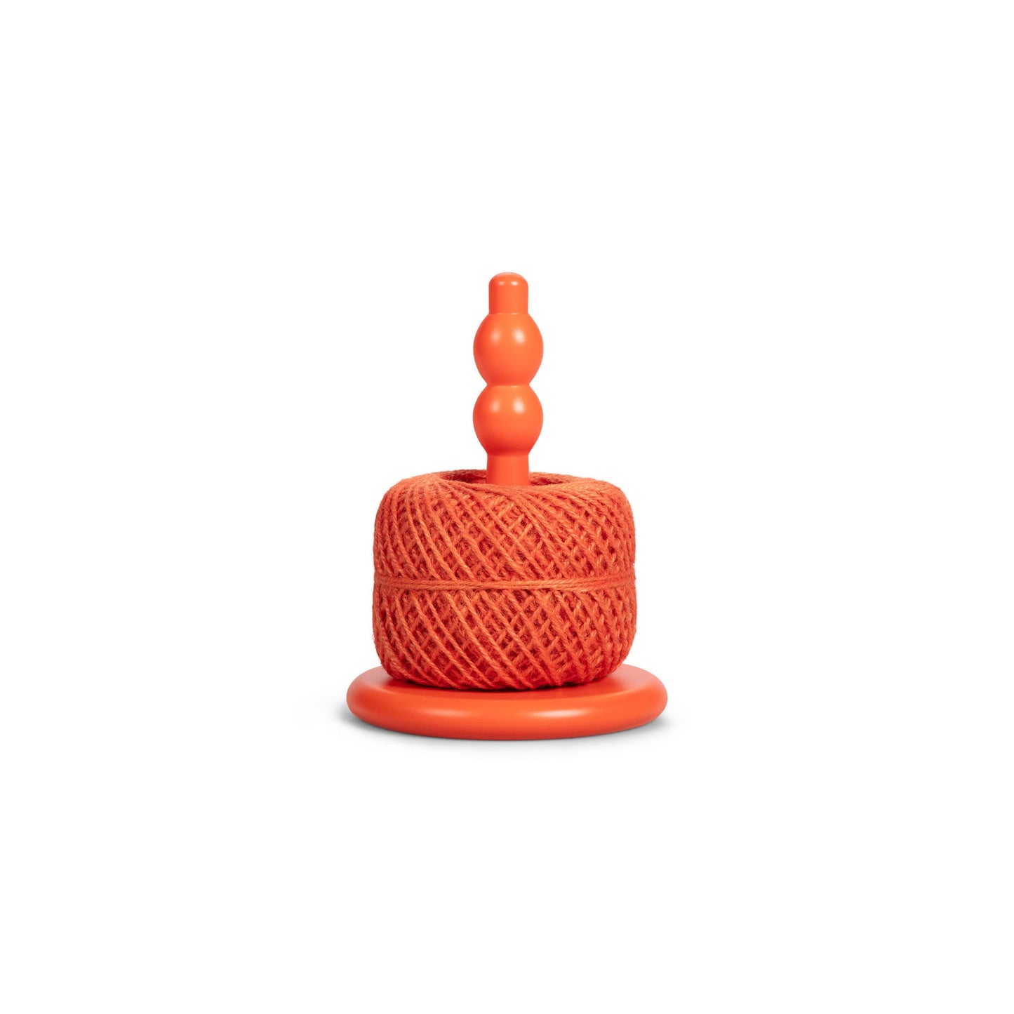 Wooden Twine Holder with Jute Ball in Orange Flame