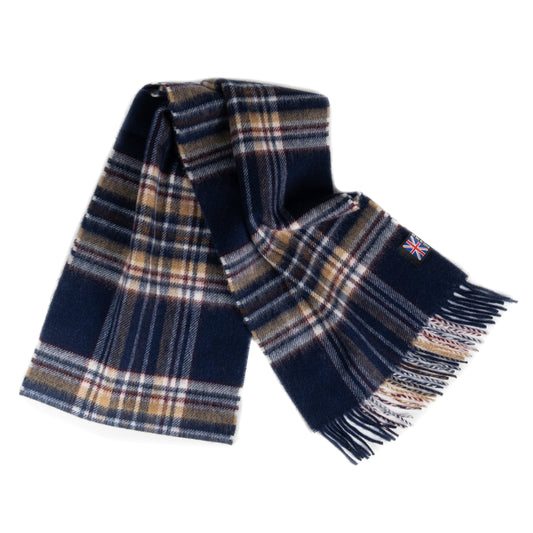 Prince of Scots Fringed Merino Wool Scarf (Navy Stewart) - Osadia Concept Store