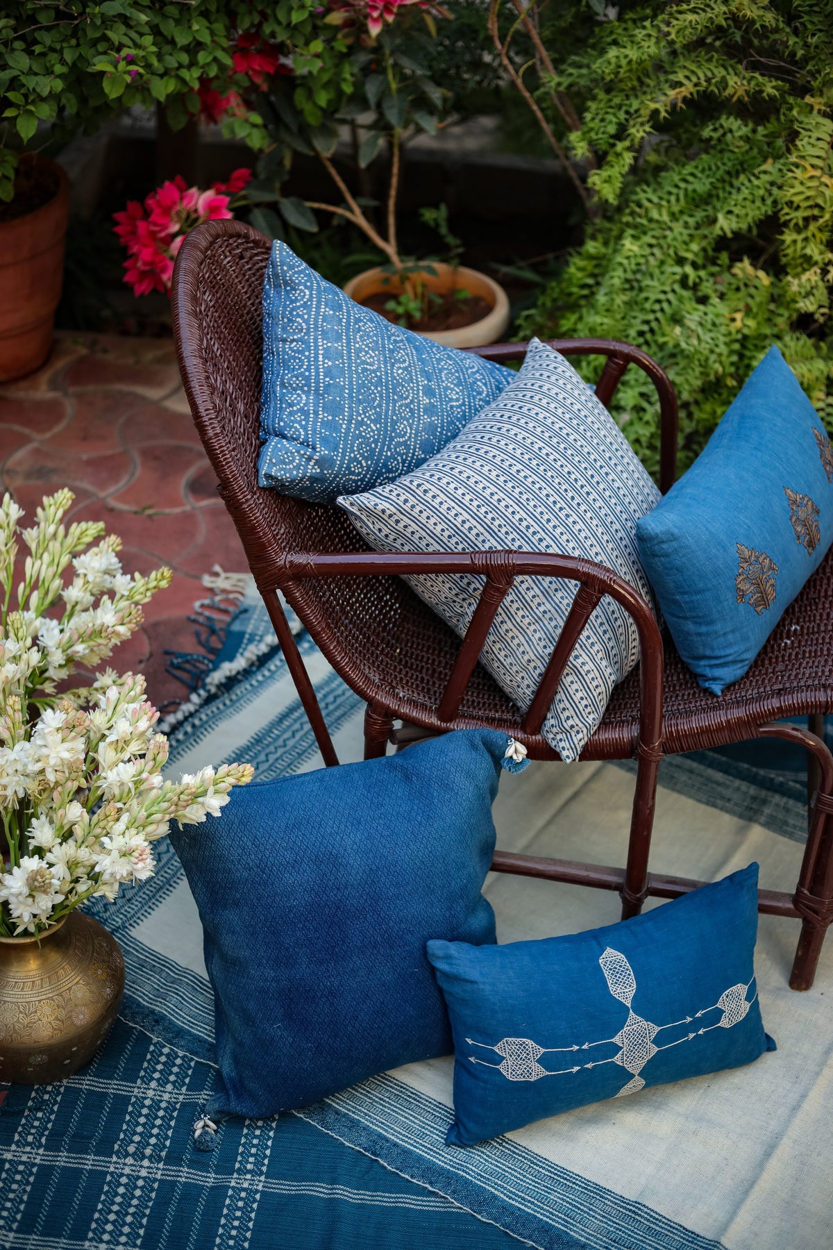 Dora Indigo Decorative Pillow Cover