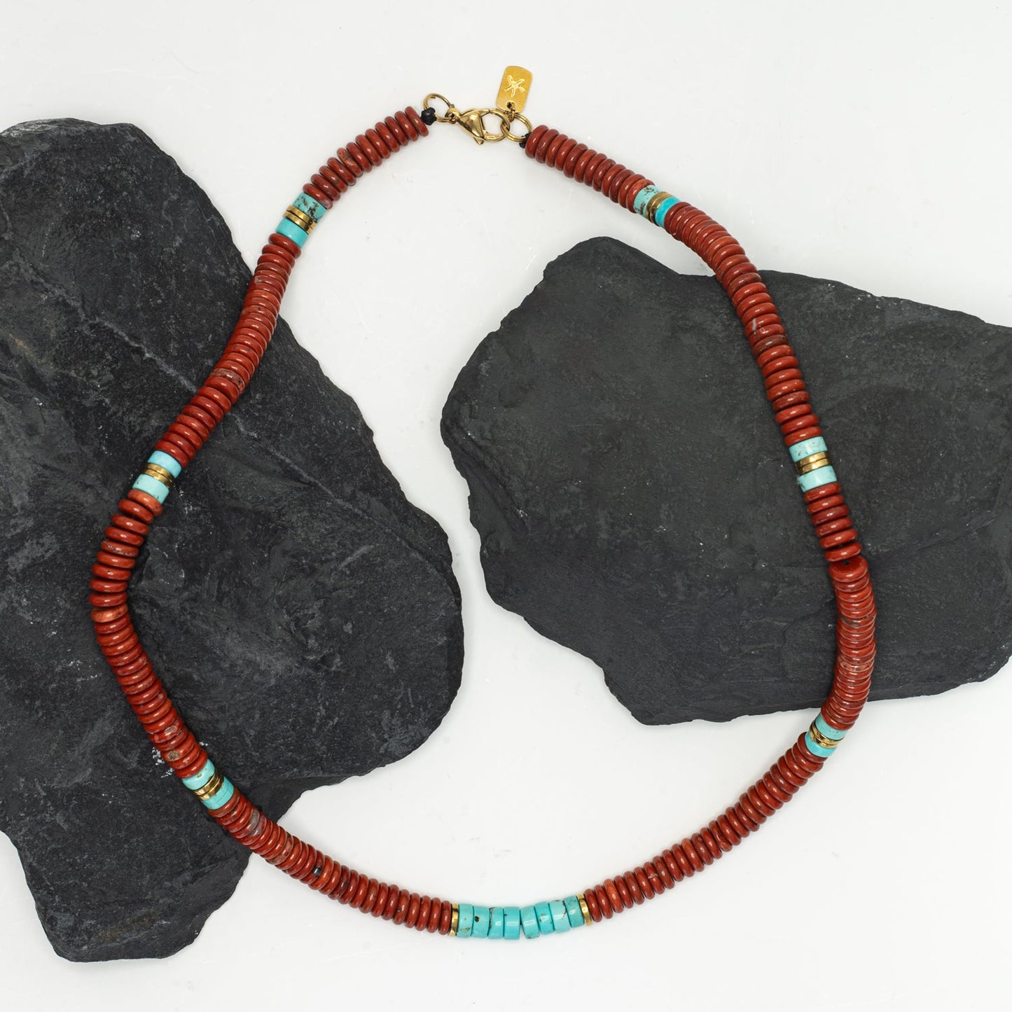 Nomadic Turquoise & Red Jasper Rope Beaded Necklace - Osadia Concept Store