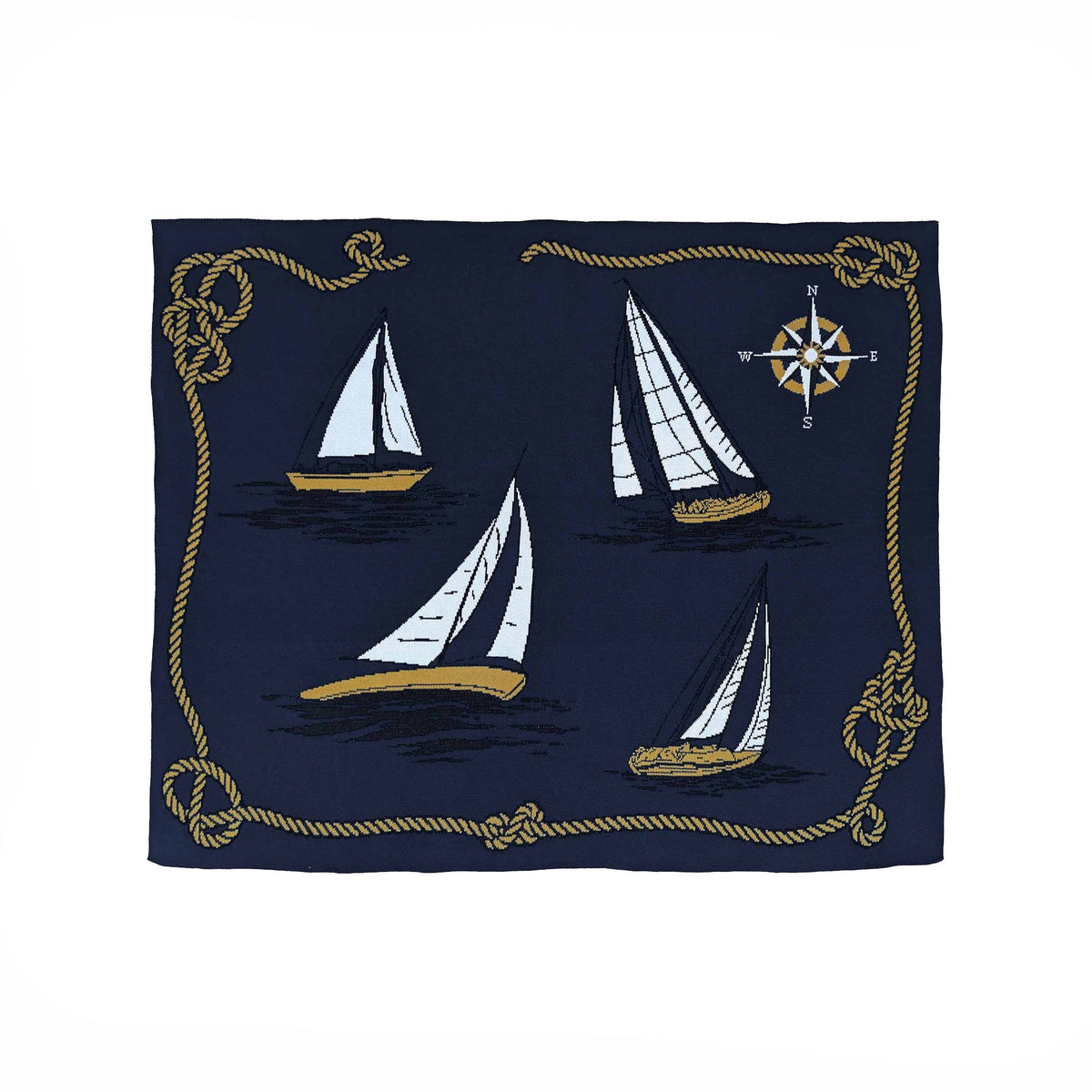 Nautical Sailboats - Cotton Sustainable Knit Throw Blanket