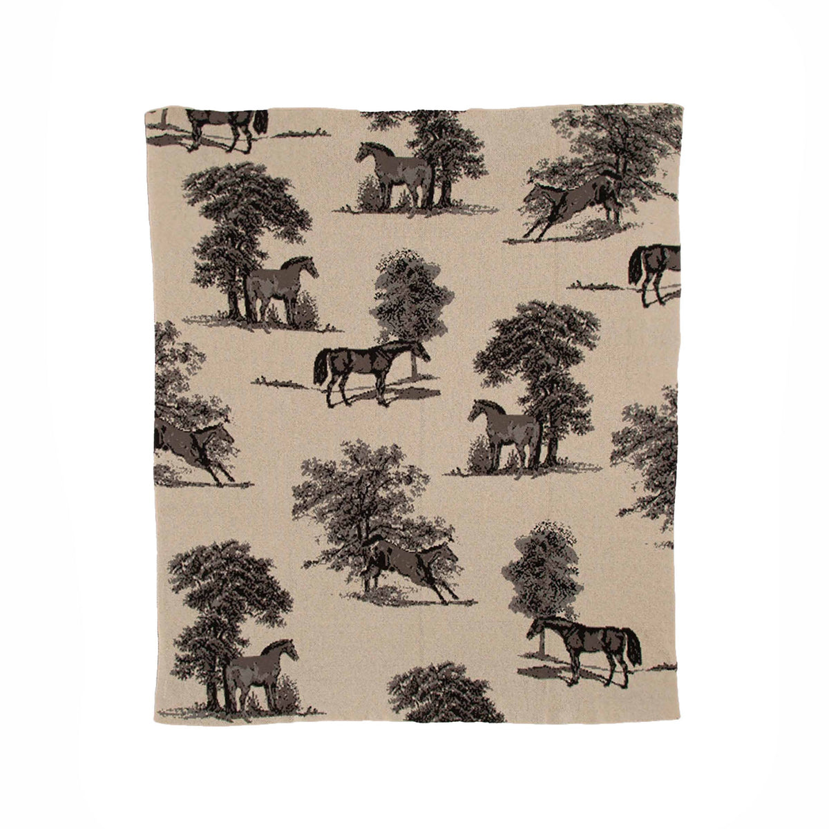 Equestrian Toile - Cotton Sustainable Knit Throw Blanket