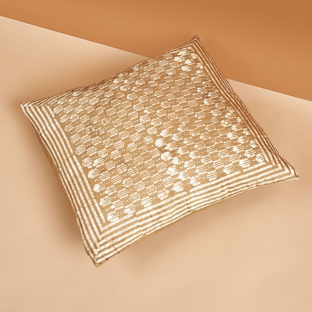 Oasis Gold Wax Block Print Mulberry Silk Pillow