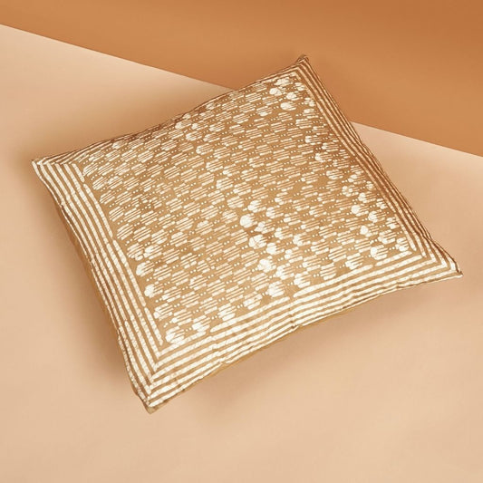 Oasis Gold Wax Block Print Mulberry Silk Pillow