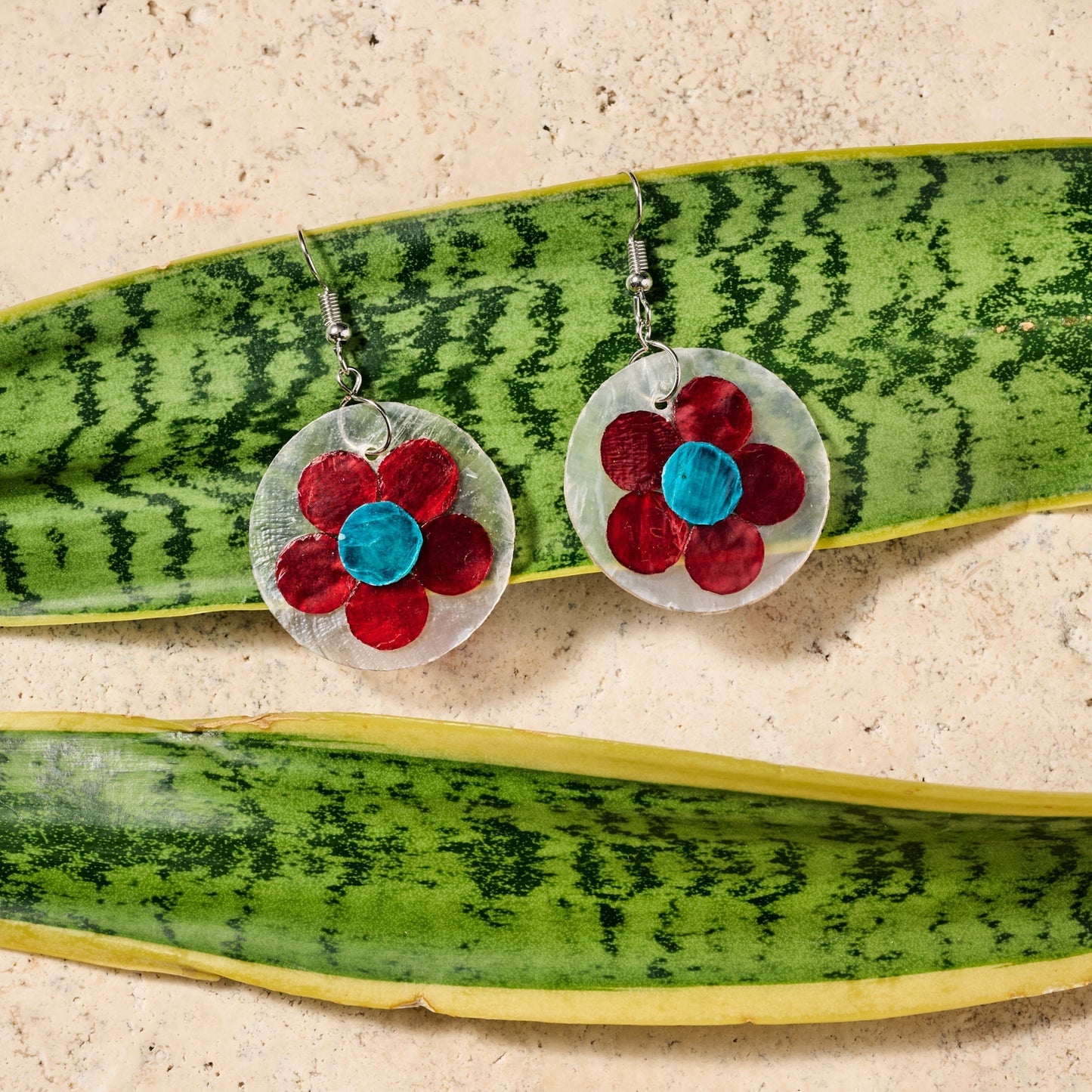 Pula Capiz Flower Dangle Earrings