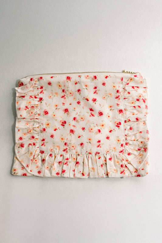 Sunset Petal | Timeless Floral Ruffle Zipper Pouch - Osadia Concept Store