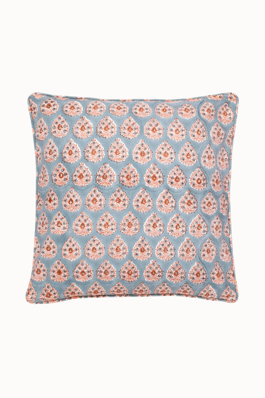 Terracotta Heirloom Buta Piped Blockprint Pillow Cover