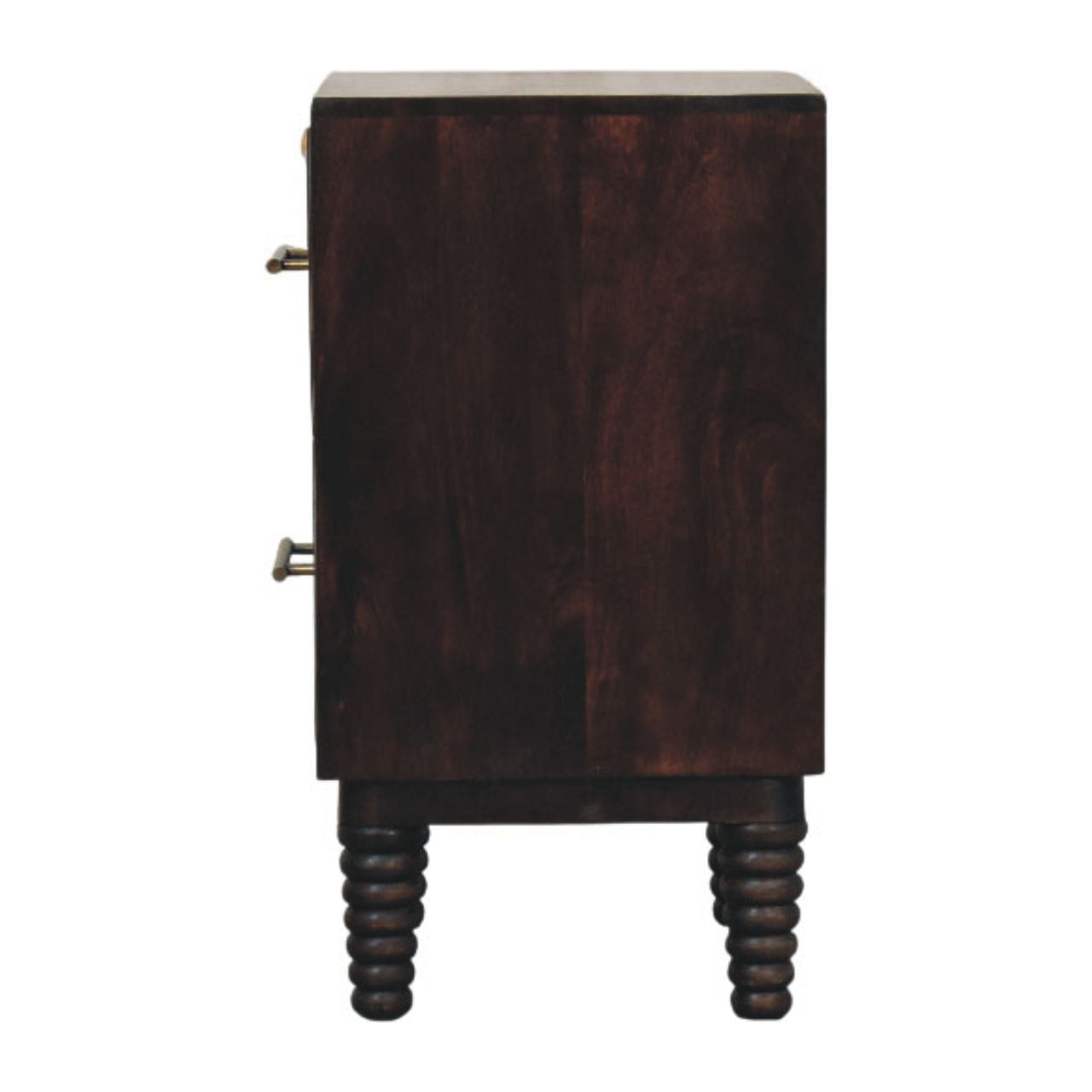Solid Wood Spindle Mocha Bedside Table