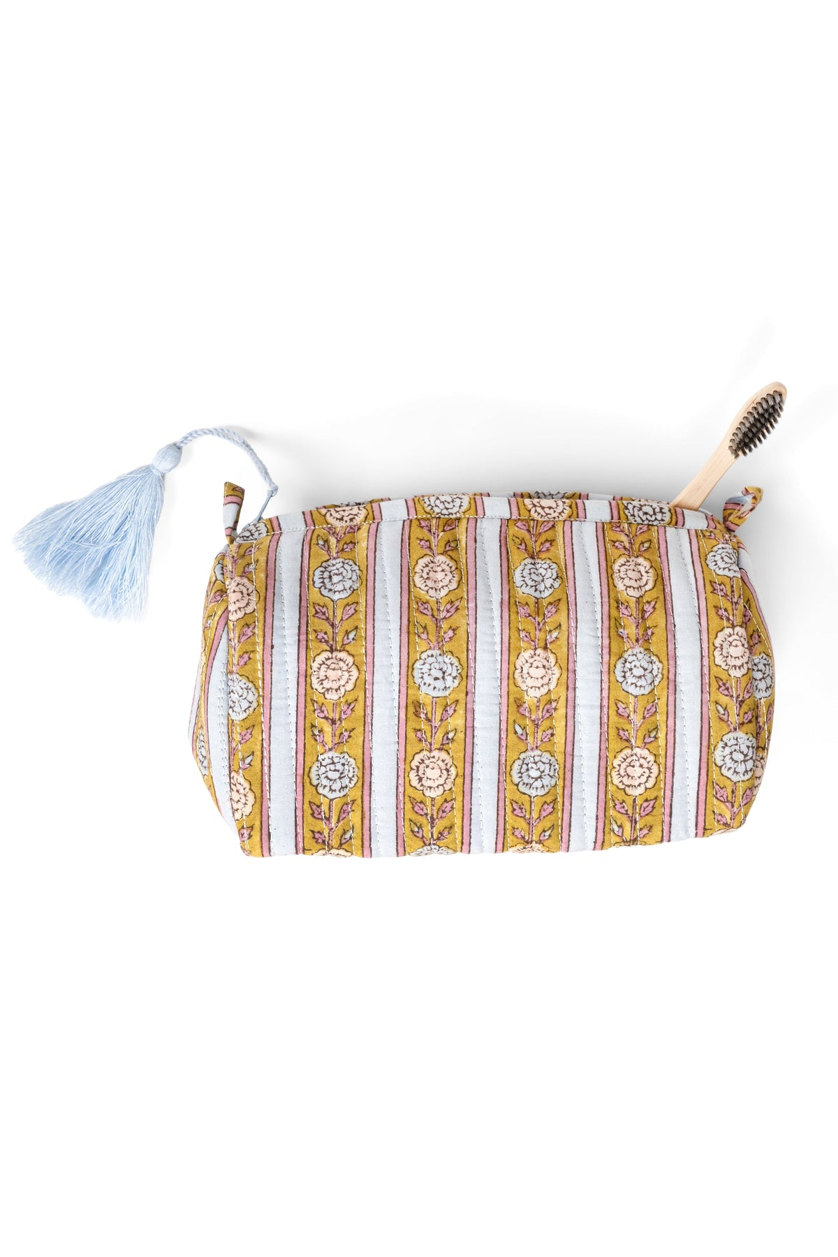 Vintage Floral Stripes Makeup Bag