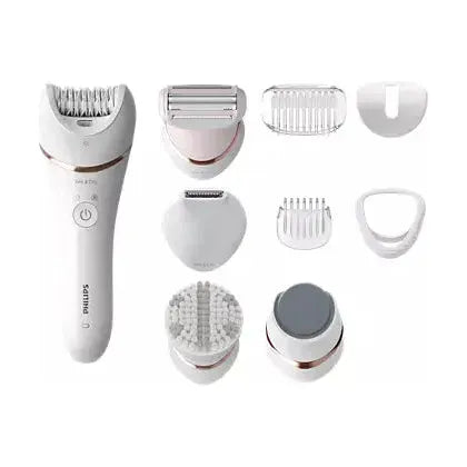 Philips Epilator Series 8000 5 in 1 Shaver Trimmer Pedicure and Body Exfoliator with 9 Accessories - 16 Oz