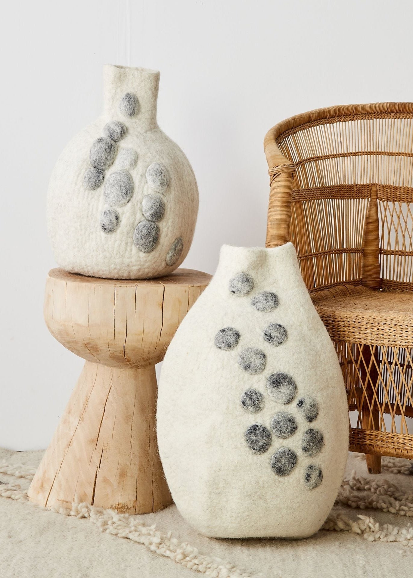 Pebble Hand-Felted Wool Gourd Basket