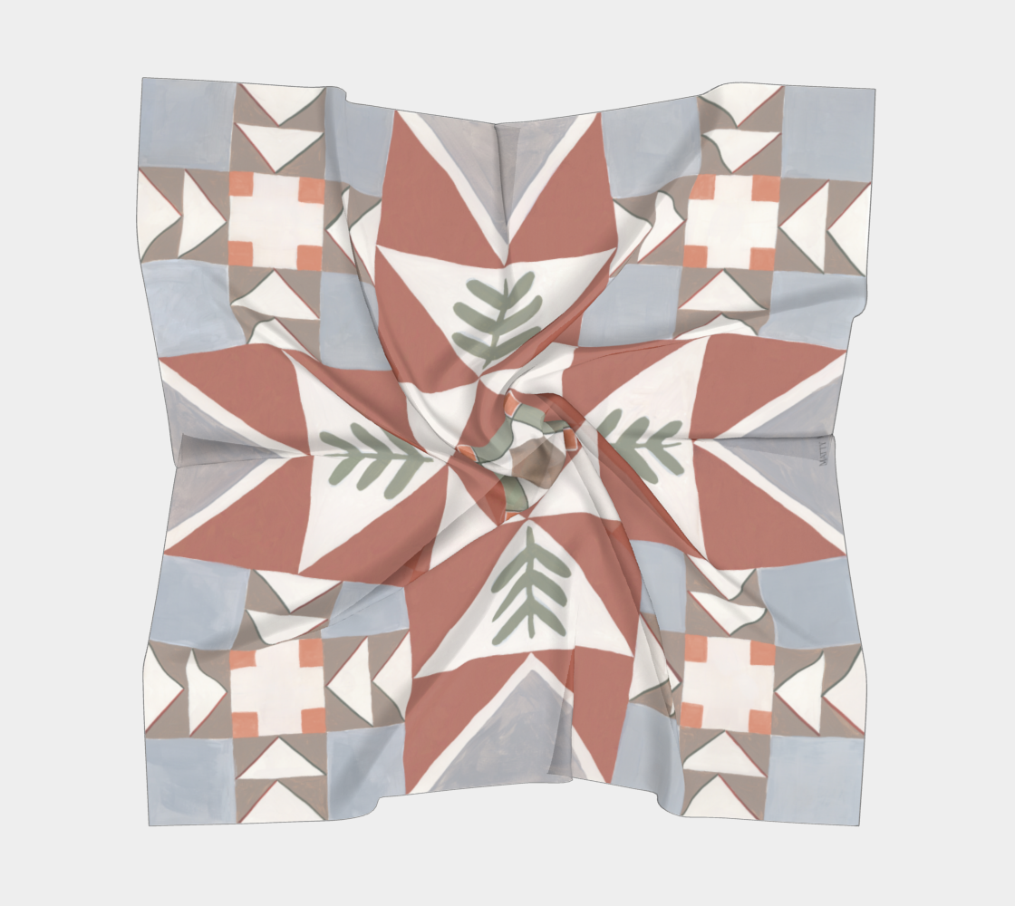 100% Silk Scarf: Heirloom - Folk Quilt Pattern