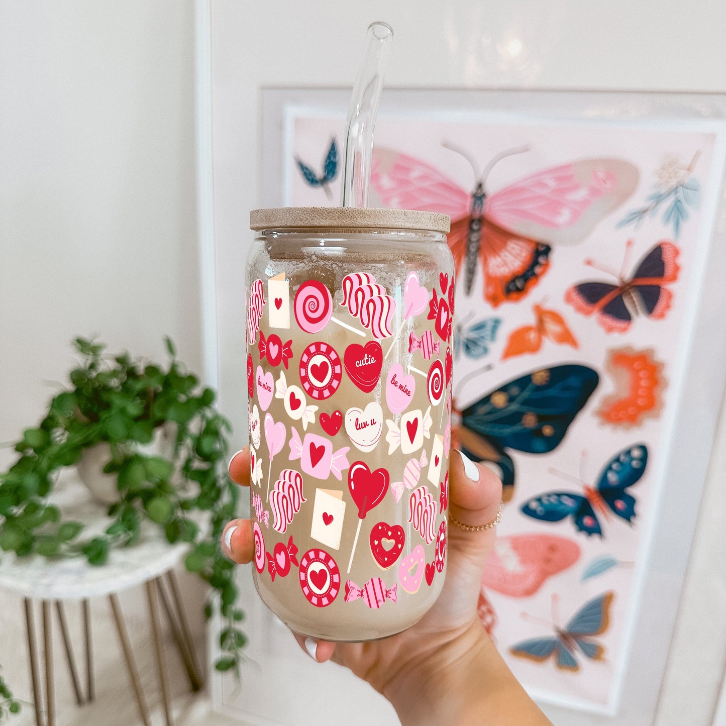 Valentine's Day Sweets Cup with Lid & Straw