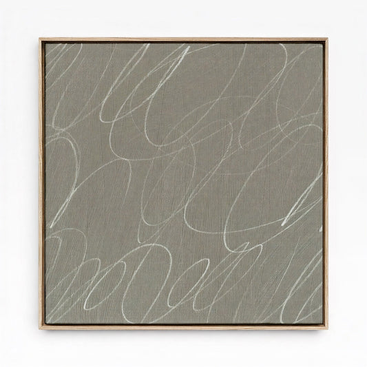 Abstract Marks in Neutral Framed Canvas Wall Art in French Linen