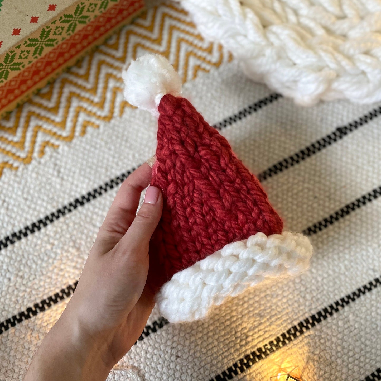 Knitted Santa Hat Christmas Tree Toppers