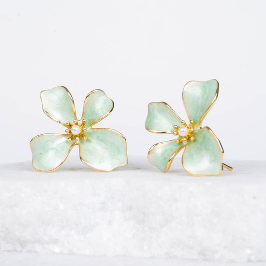 Hope in Bloom Flower Earrings in Mint