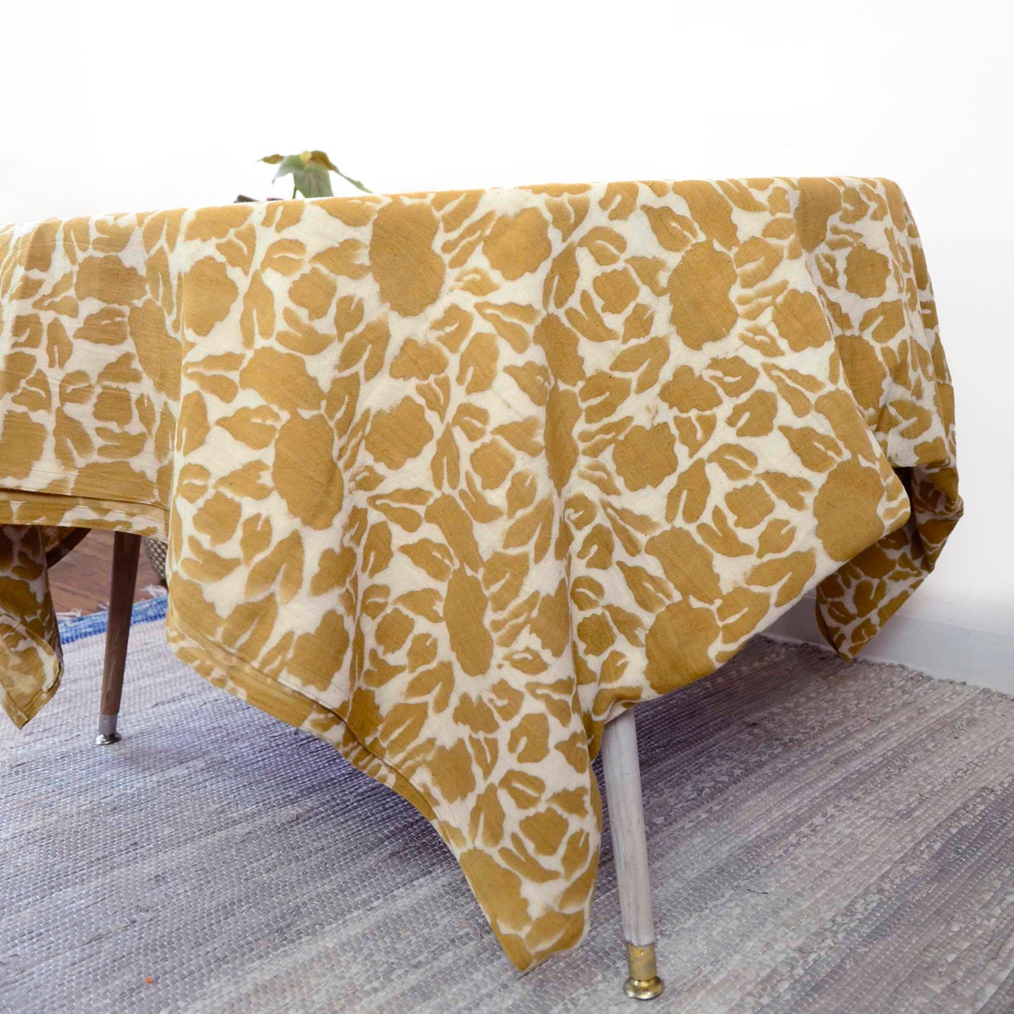 Hand Block Printed Tablecloth - Yan Mustard