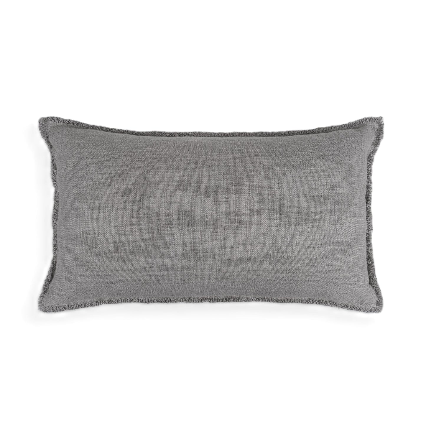 Organic Chic washed textured cotton solid lumbar pillow cover with frayed edges