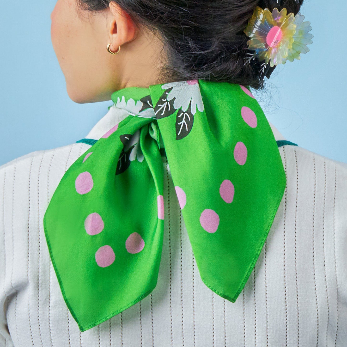 White Flower Cotton Silk Bandana
