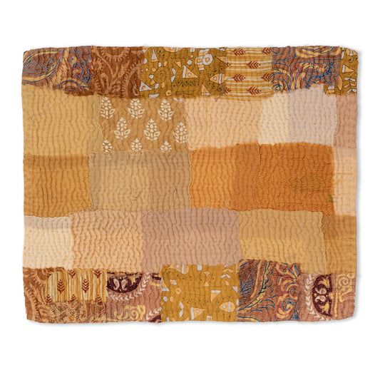 S/2 Printed Fray Vintage Cotton Kantha Placemat - Yellow