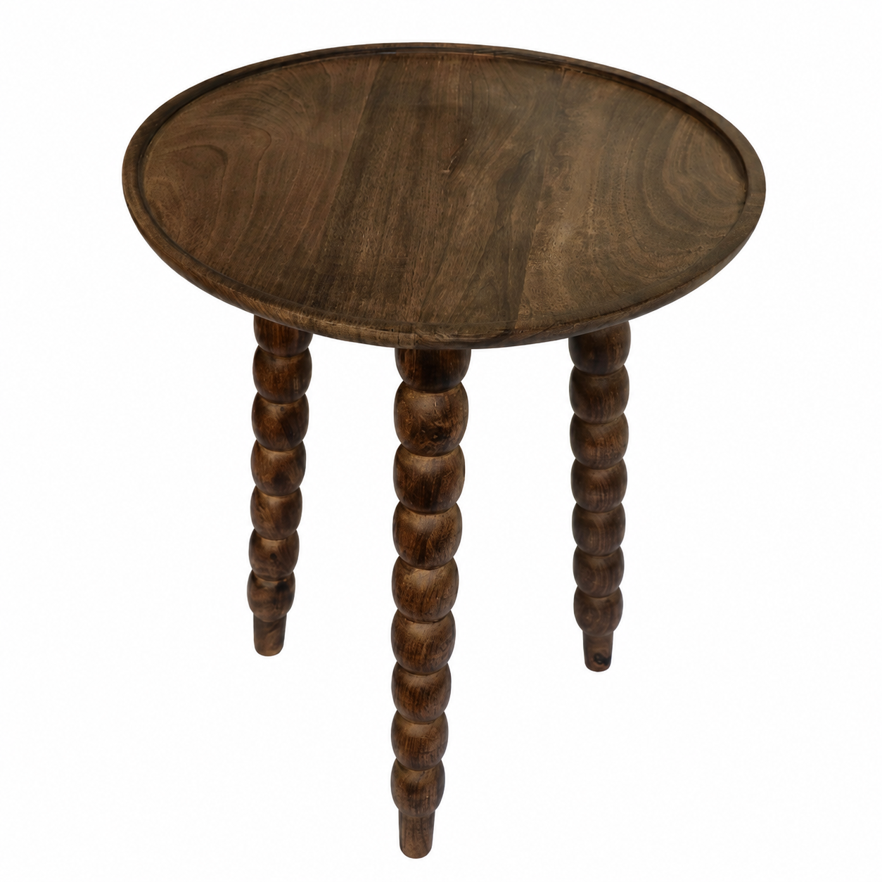 Mango Wood Round Accent Table with Metal Legs, Knockdown