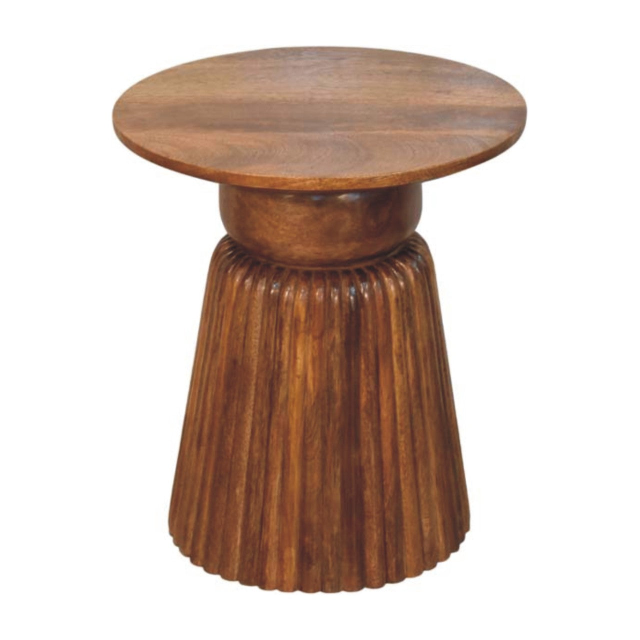 Solid Wood Amber Oak Round Side Table