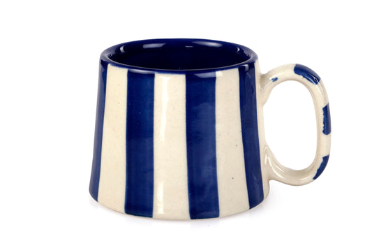 Ceramic Dark Blue Stripe  Coffee cup - 3.5 x 2.5 Inches ( Set of 2 )
