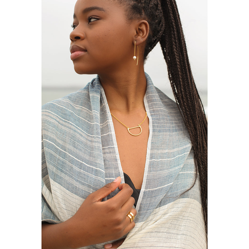 Two-Tone Freshwater Pearl Hook Earrings