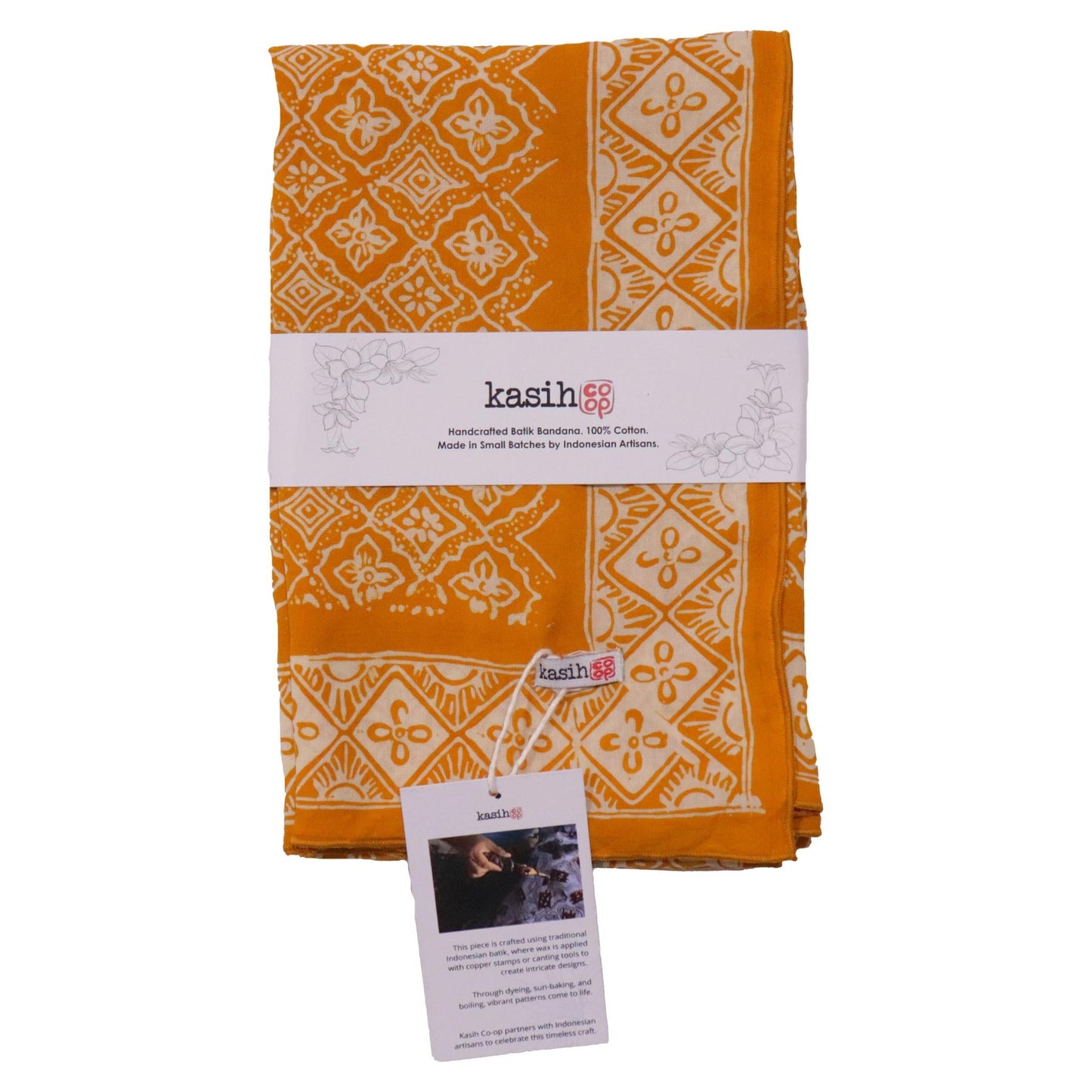 Large 39" Hand Dyed Batik Bandana - Mustard
