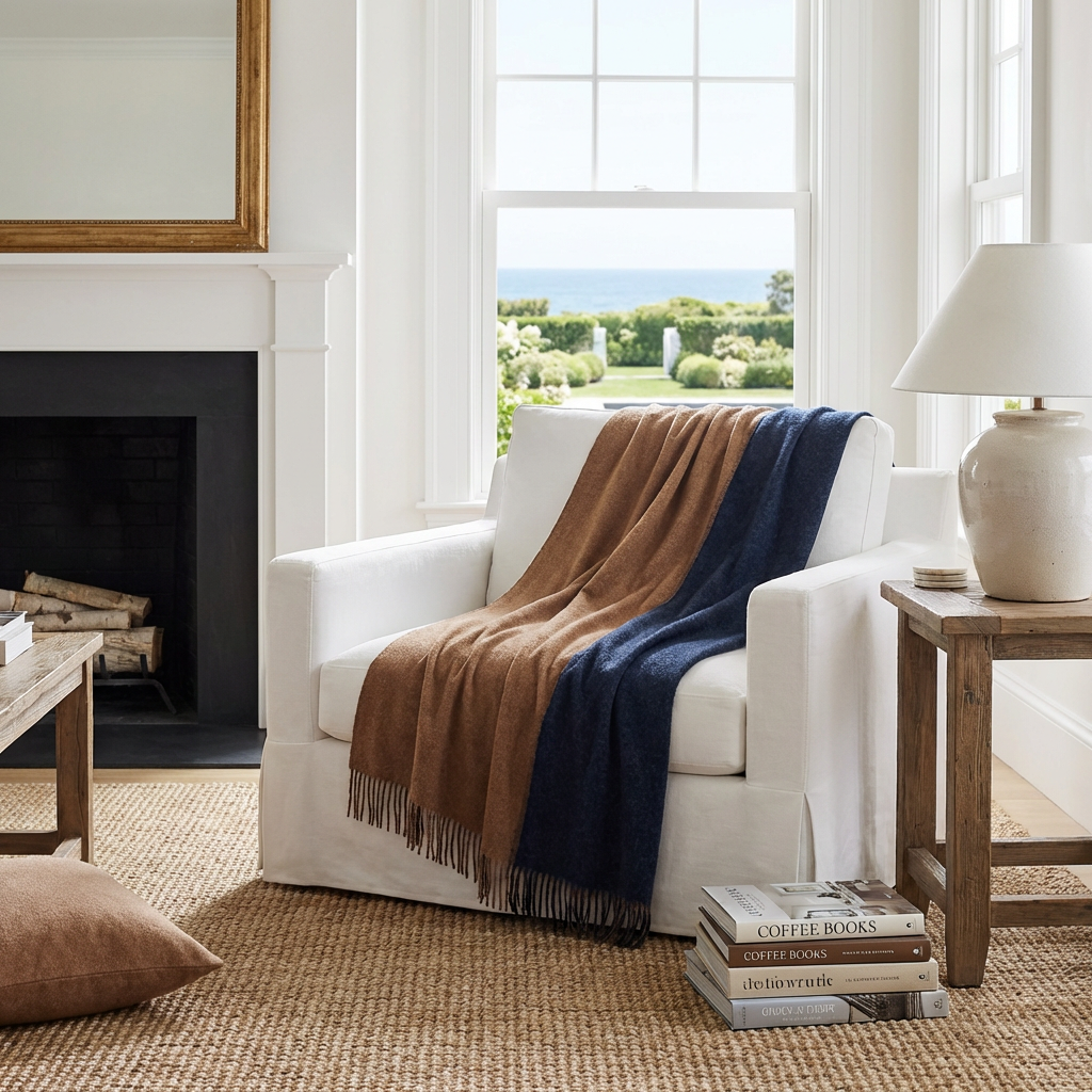 Highland Tweeds Reversible Double Cloth Throw (Charcoal/Camel)