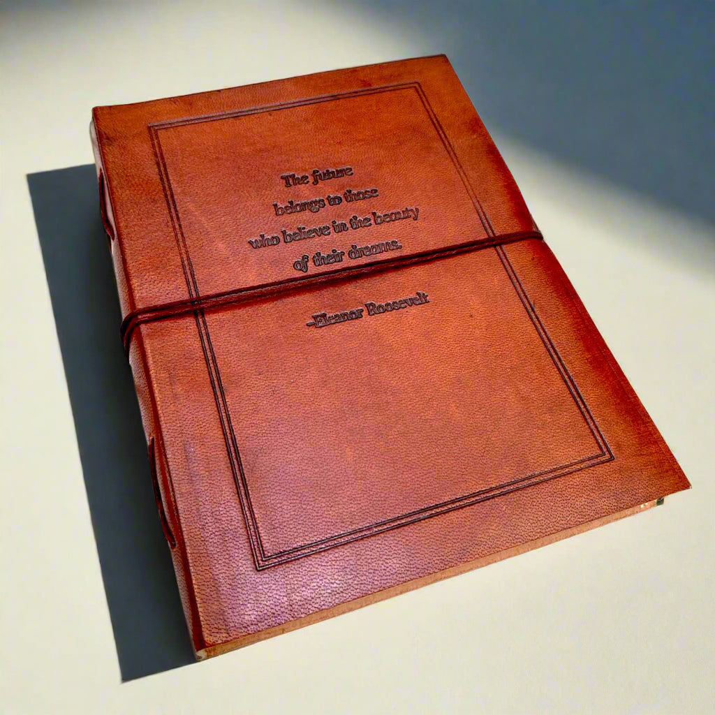 The Future Belongs Eleanor Roosevelt Quote Leather Journal