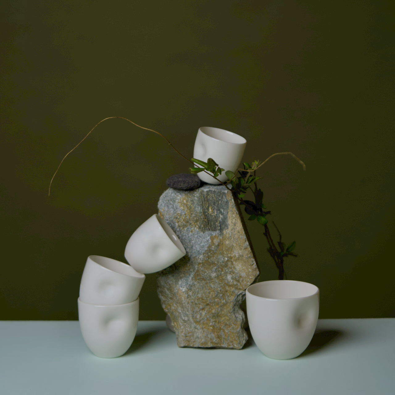 Unique Series Thumb Print Porcelain Cup - Bisque