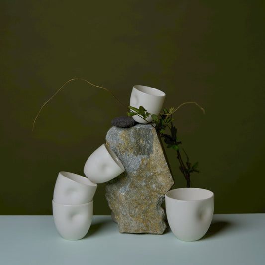 Unique Series Thumb Print Porcelain Cup - Bisque