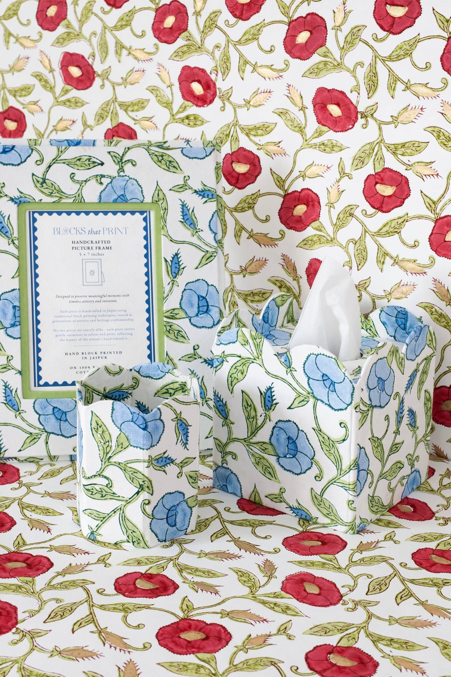 Block Print Storage/Waste Basket - Inaya (Collapsible)