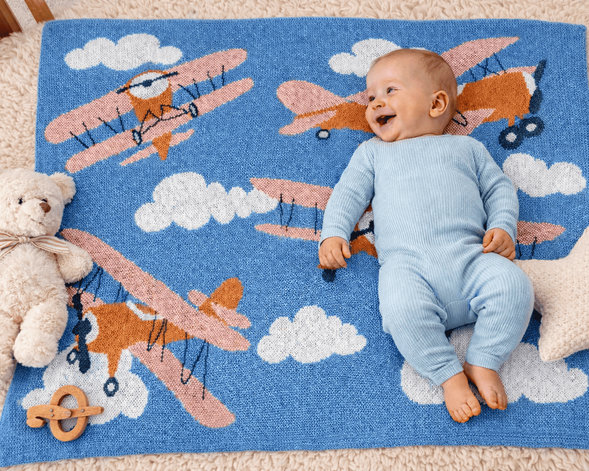 Baby Planes - Cotton Knit Blanket