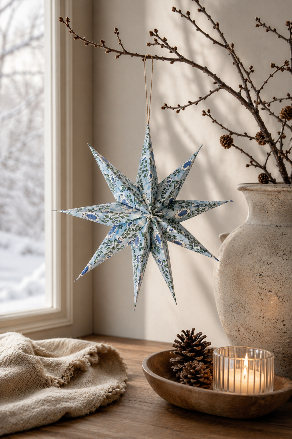 Large Blue Starlight Holiday Ornament Decor Stars (Set of 3)