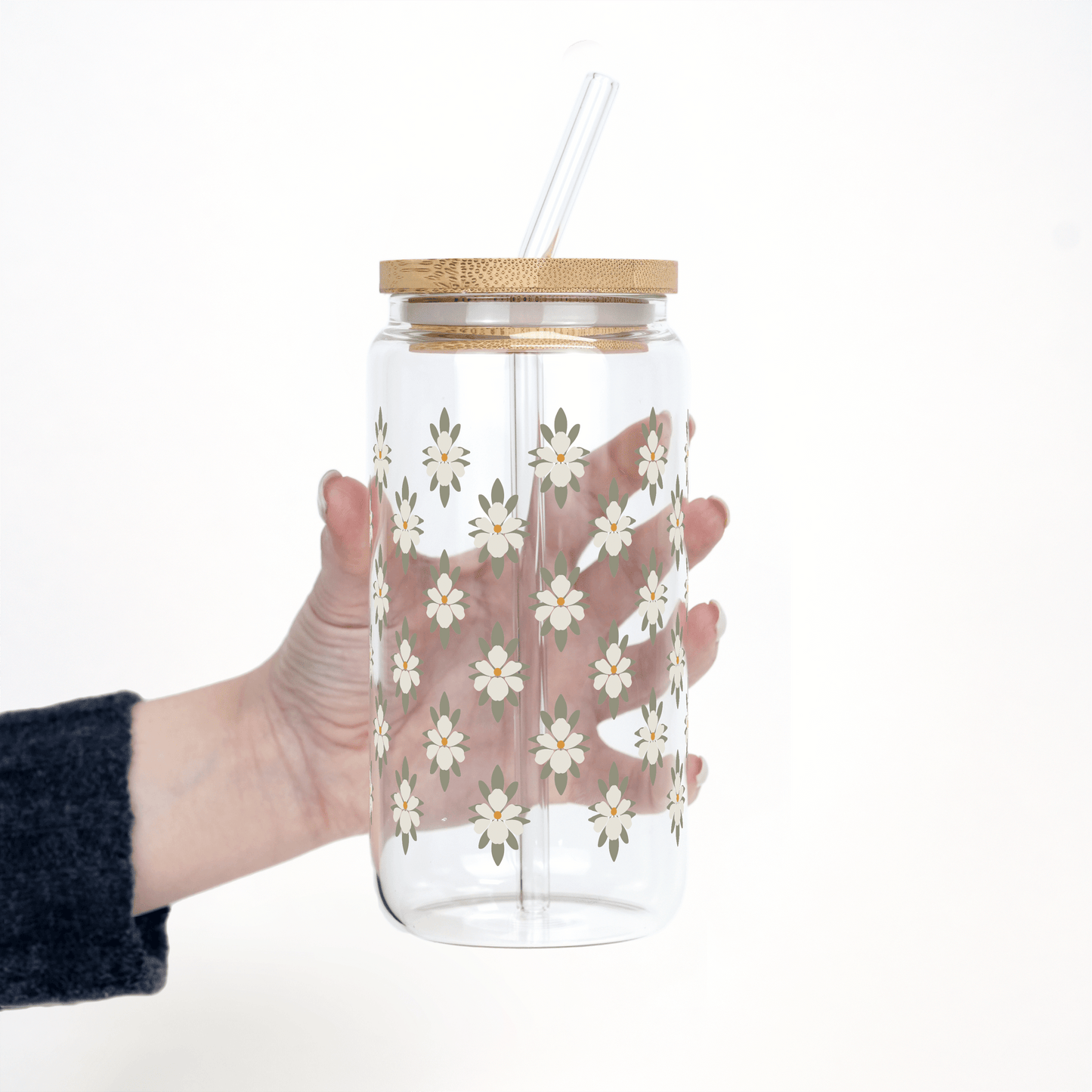 Soft Magnolias Cup With Lid and Straw