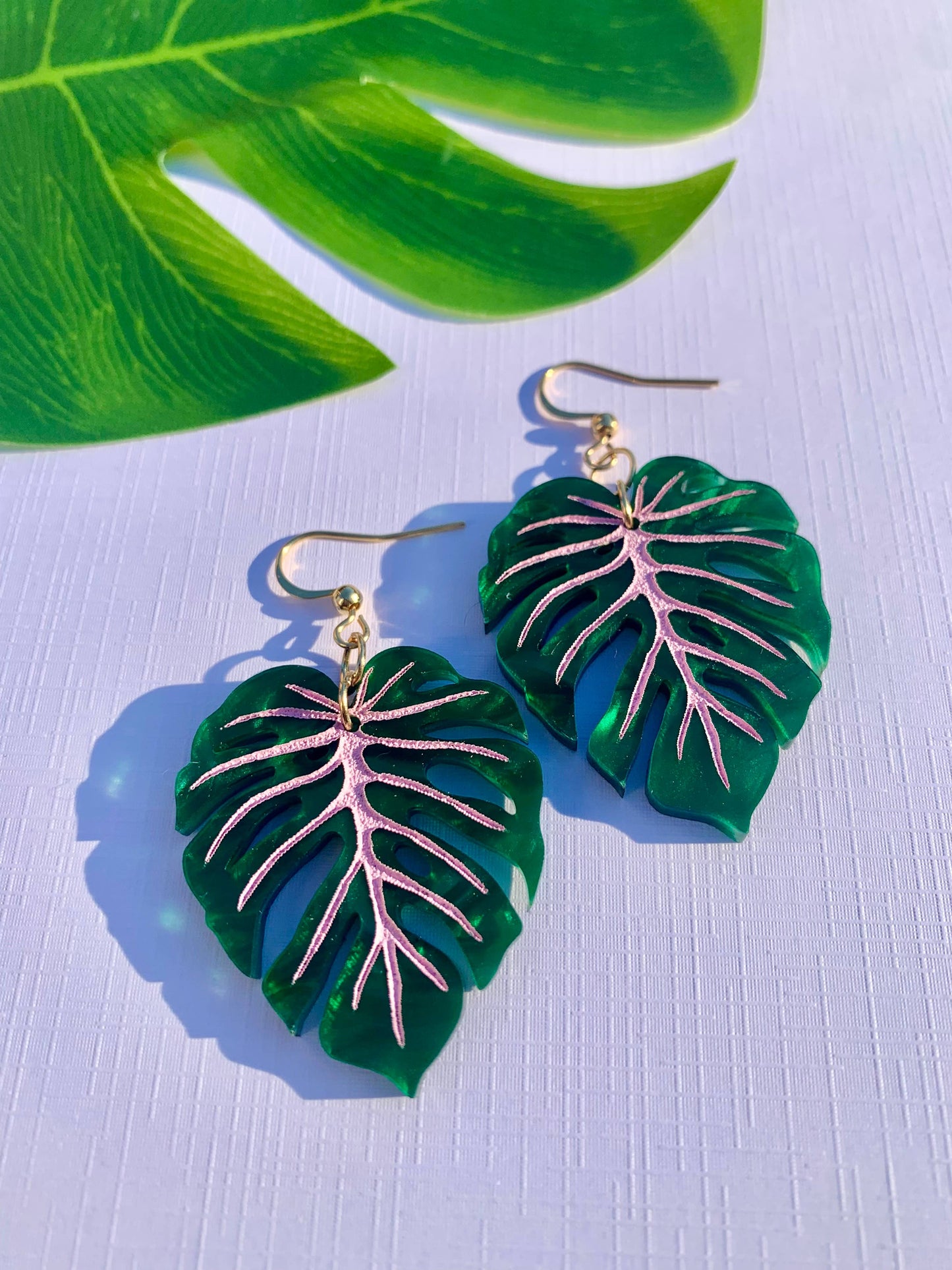 Mini Monstera Leaf Acrylic Earrings