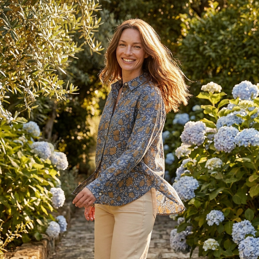 Good Boyfriend Shirt - Ojai Floral Coastal Blue Fawn